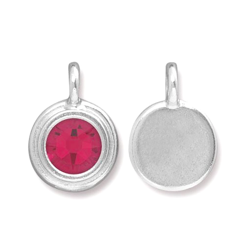 Charms & Solderable Accents Silver Plated Crystal Garnet Charm-January (Siam)